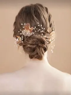 ブライダル　ヘアアクセサリー　結婚式　ウェディング　ゴールド　花　フラワー