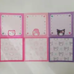 サンリオ　スクエアメモ　バラメモ　ミニメモ　キティ　マイメロ　クロミ　カラフル