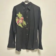 美品【胸元装飾】ドリスヴァンノッテン 長袖シャツ 黒 光沢 - メルカリ