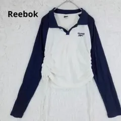 リーボック　リブ長袖Tシャツ　シャーリング　バイカラー　L　ロゴ刺繍　クロップドのサムネイル