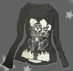 グラフィック長袖Tシャツ ロンT グランジ パンク ダークコア スカル 古着