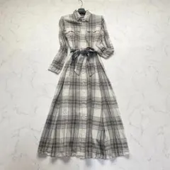 ポロラルフローレン シャツワンピース 2 チェック Aライン ロング丈 ベルト