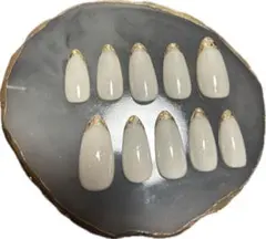 160 ホワイト×ゴールド ガラスフレンチ