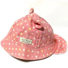 帽子　女の子　42cm　くま耳付き　キッズハット　首保護ベロ付き　ミキハウスのサムネイル