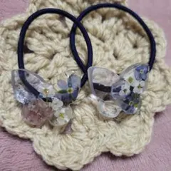 169〉紫陽花のハートヘアゴム(レジン) - メルカリ