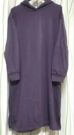 ハニーズ、裏起毛フード付きパープルワンピース