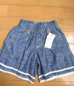デニム風レース付きキュロットズボン 110サイズ　新品未使用　女の子