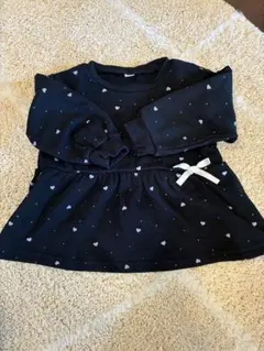 après les cours ハート柄ぺプラムトレーナー　裏起毛　90