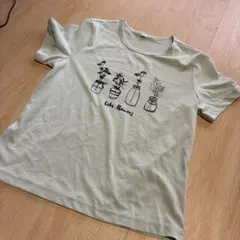like flowers プリント Tシャツ ライトグリーン