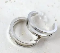 ノンホールピアス　樹脂イヤリング　シルバー　ハーフフープイヤリング