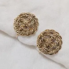 vintage/ゴールドカラーの丸いイヤリング