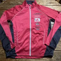 adidasアディダスZIP UPスポーツジャージスウェット赤/黒Lサイズ