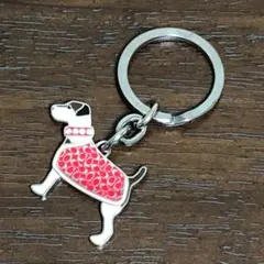 coach コーチ　キーホルダ　ドッグ　ホワイト・レッド／シルバーメタル