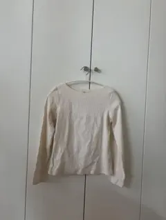 UNIQLO アイボリー リブ長袖Tシャツ Mサイズ