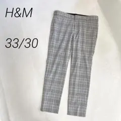 H&M　チェック柄パンツ　スラックス　ストレッチ　スキニー　アンクル丈のサムネイル