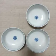 白青花柄皿3個セット
