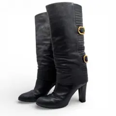 SergioRossiセルジオロッシブーツ ヒール レザー イタリア製 黒