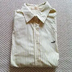 クロコダイル　ストライプ長袖シャツ　刺繍ロゴ付　　Lサイズ