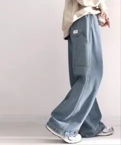 Java メンズライク ペインターツイル＆ワイドデニムパンツ ライトブルー XL
