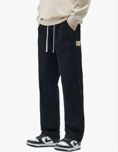 ✿新品未使用✿ワイドパンツ 　ロングパンツ　ストレートパンツ　ブラック❨2XL❩
