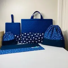 【お名前刺繍サービス】〈５点セット〉星柄（コン）★入園入学グッズ