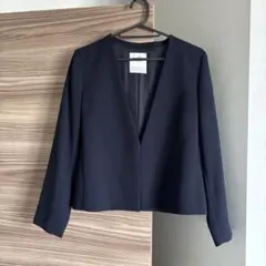 ネイビー ノーカラージャケット