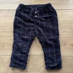 h&m ネイビー チェック コーデュロイパンツ 9-12M