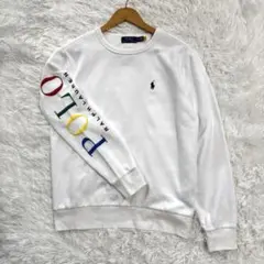 ポロラルフローレン　スウェット　トレーナー　白　アーム　ロゴ　刺繍