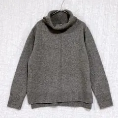 3372 coenラムウールタートルネックニット　セーター　グレー　洗える　F