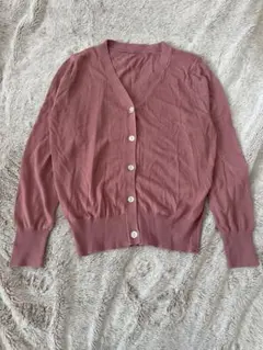 【新品・未使用タグ付き】ピンク Vネック カーディガン 長袖 ボタン付き