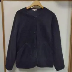 ノーカラーフリースジャケット グレー　LL うらもこ　しまむら
