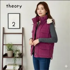 theory ダウンベスト レディース S 2号 フード付き ピンク