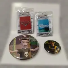 トイストーリー缶バッジ　シークレット　ピクサー展 アクリルキーホルダー4点セット