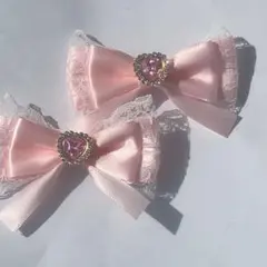 【ピンク】 ピンク色 リボンヘアクリップ アイドル 推し活