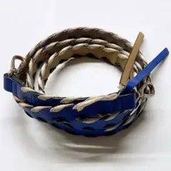 エジュー　スマホ　ショルダーストラップ　編み込み　ブルー　ベージュ