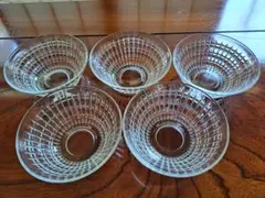 昭和レトロ　サラダボウル　切子風　5客セット