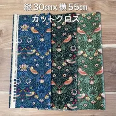 カットクロス3枚　moda生地ウィリアムモリス　いちご泥棒小柄
