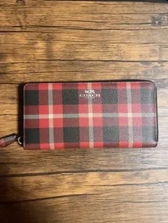 【希少・極美品】COACH コーチ 長財布 タータンチェック レッド系のサムネイル