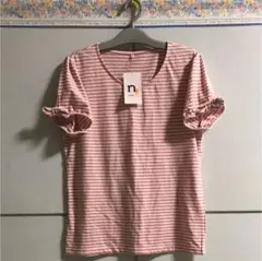 Tシャツ ピンク白ボーダー L