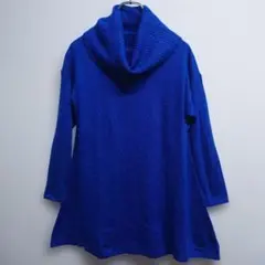 プロバドール 青 ハイネック セーター Aライン 長袖 チュニック