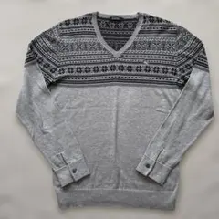 バーバリーブラックレーベル グレー Vネック セーター ニット サイズ3