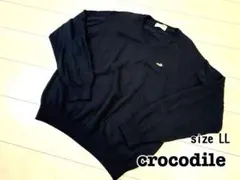 クロコダイル Vネック ニット セーター メンズ LL