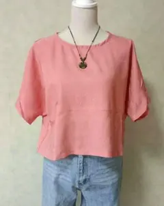 着物リメイク/ピンク系色無地のトップス⑧