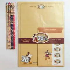 ミッキー&ミニー生誕70周年のレターセットと鉛筆 ディズニー 70th