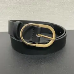 ベルト ブラック レザー おしゃれ 円形 丸バックル ゴールド 黒 a69