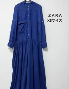 ザラ ワンピース 長袖 ネイビー スカート シンプル ゆったり XS