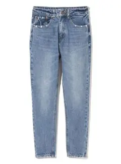 GRL ハイウエスト　デニム　テーパードパンツ　ウォッシュ加工　ブルー　Ｓ