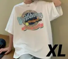 ヴィンテージ風 プリントTシャツ ホワイト XL 半袖　ゆったりのサムネイル