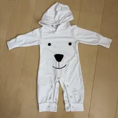 ベビー服 くまさん フード付き ロンパース 70