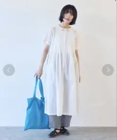 la chic baton ダブルフリル カフタンドレス ホワイト リネン 美品 la chic baton ダブルフリル カフタンドレス ホワイト リネン 美品